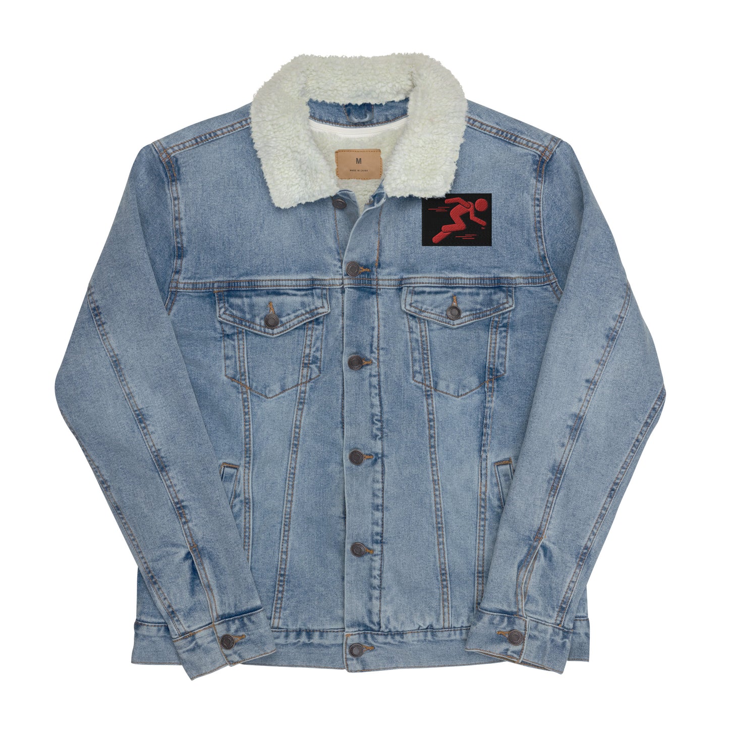 MNS Unisex Embroidered Denim Sherpa Jacket